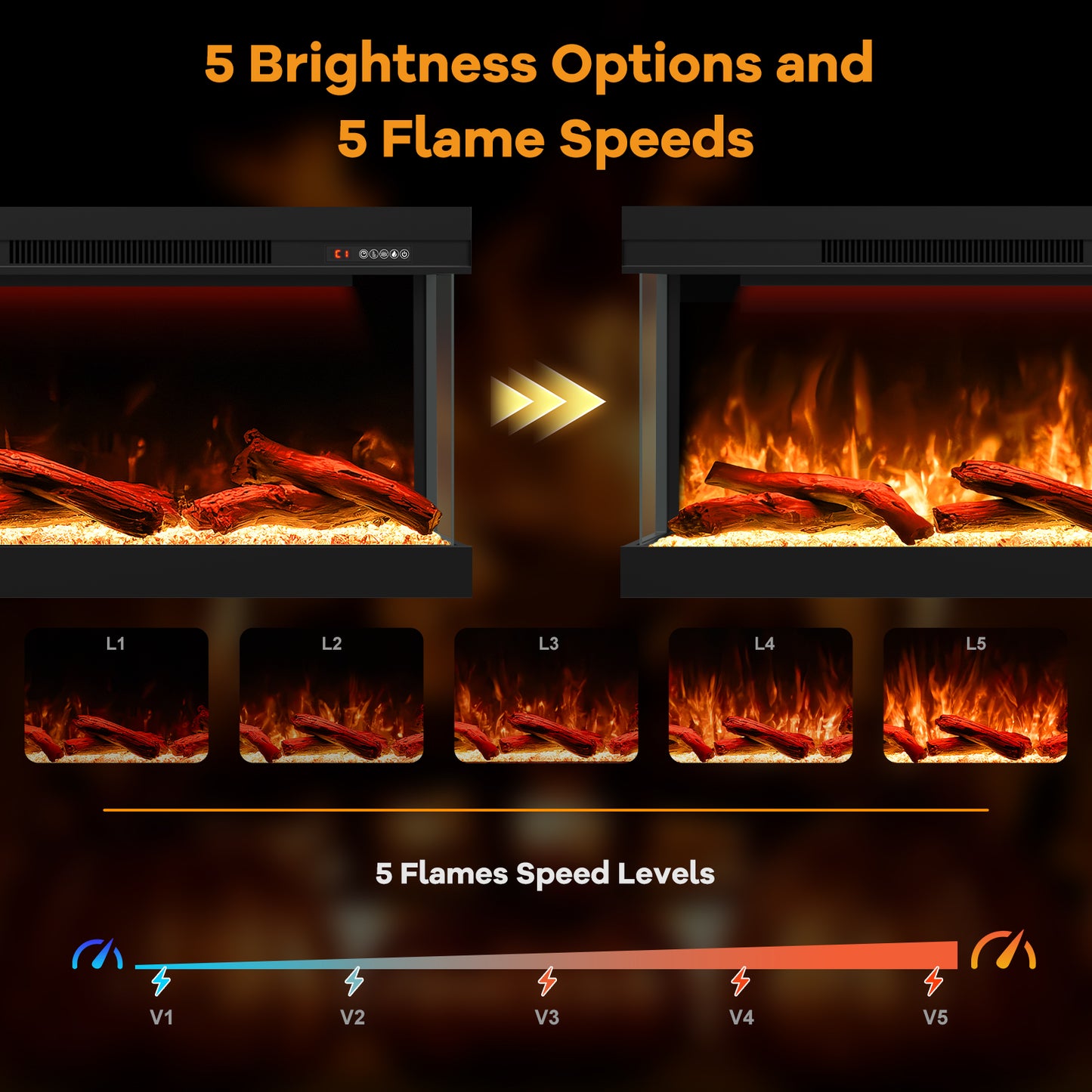STRICWARM 100" 3 Sided Electric Fireplace Insert, 3D Smart Linear Built-in Fire Place Heater 1500W, Multi-Colors of Flame/Ember Bed/Toplight, APP & Remote Control, Cracking Sound, 9H Timer, Crystal & Log